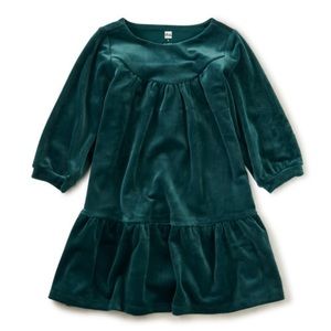 NWT Tea Collection velour dress, deep sea, size 4